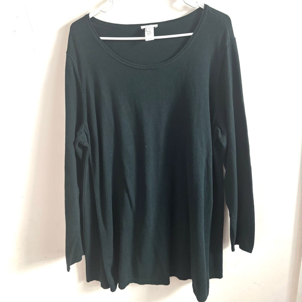 J.Jill Womens Sweater Tunic Dark Green 2X Long sleeve Fall Preppy minimalist